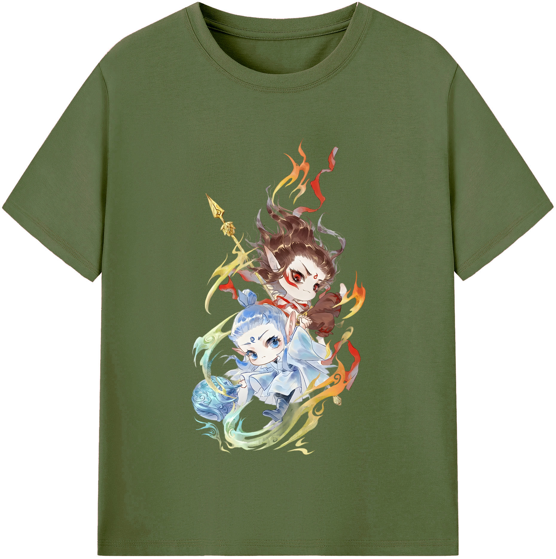 （画像用） Ne Zha 2 ナタ 魔童の大暴れ 綿100％半袖Tシャツ（フロントプリント）